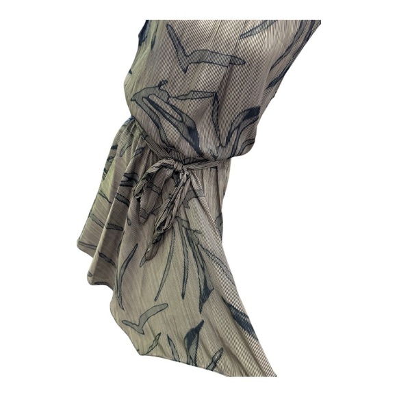 HALSTON HERITAGE Sleeveless Printed Mock-Neck Dress Stone/Steel Blue Sz 10 - Picture 3 of 11